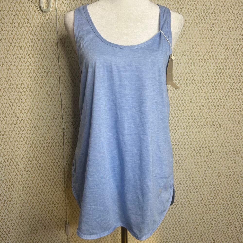 Icyzone Loose Fitting White & Blue Racerback Tank Tops 2 Pack Size M